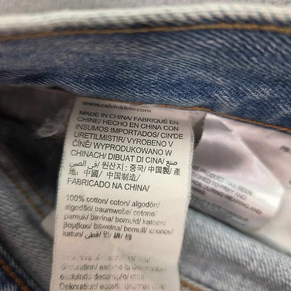 Calvin Klein‎ Selvedge Jeans Mens Blue Light Dirty Wash Straight Leg Fits 34x32
